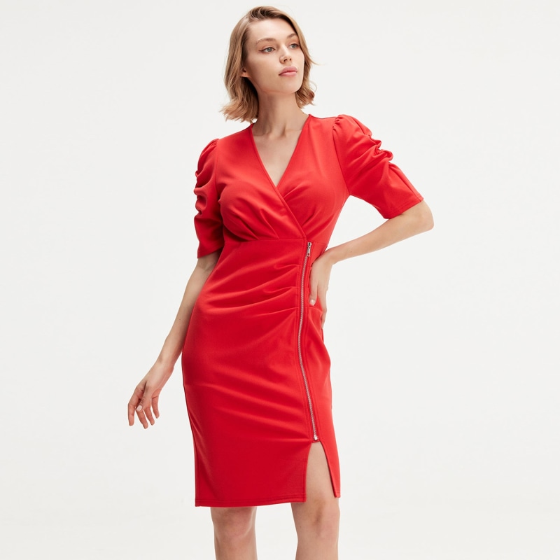 Jersey dress with zip cheap