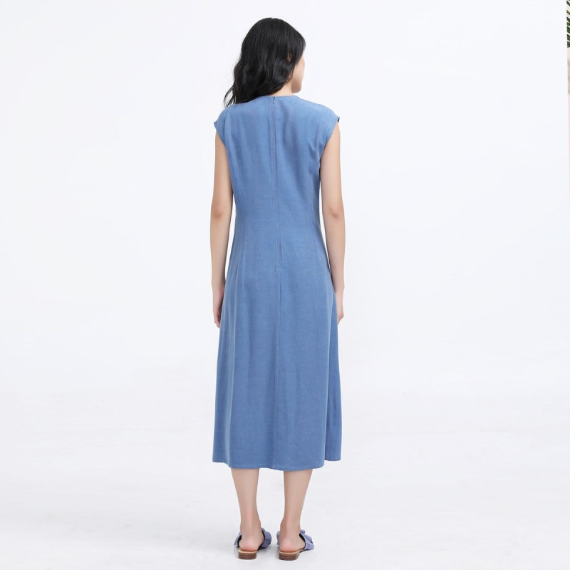 Cupro Drape Midi Dress - Olive