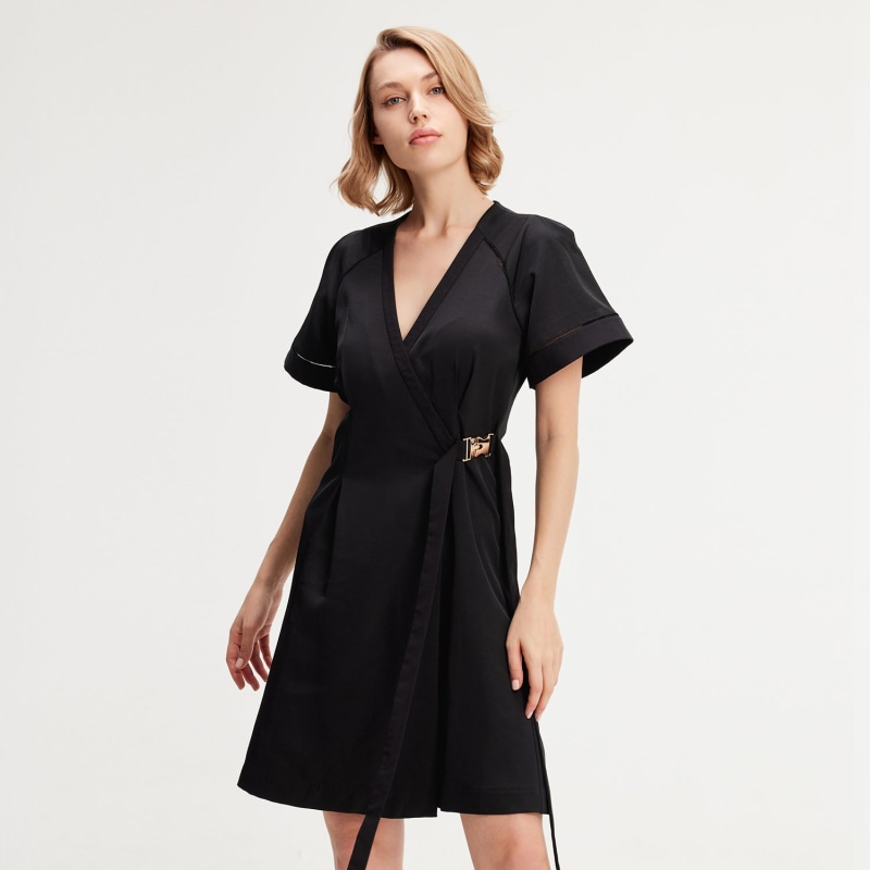 Short black wrap dress store