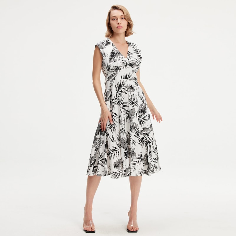 Black tropical dress best sale