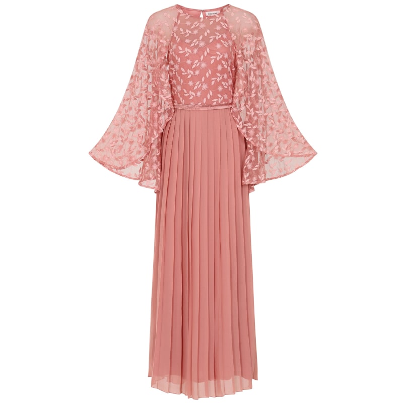 Women s Pink Purple Roisin Embroidered Cape Sleeve Maxi Dress Blush Extra Small Frock and Frill