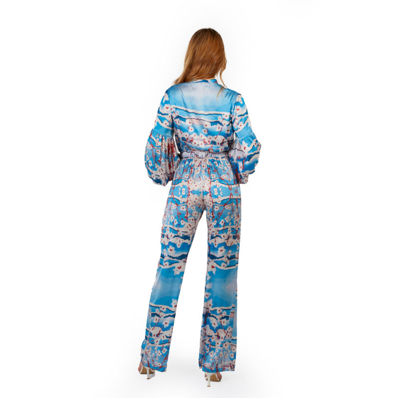 Thumbnail of Romanino Silk Jumpsuit In Blue image