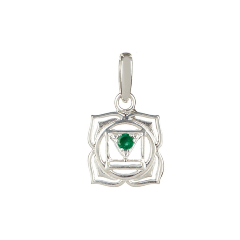 Thumbnail of Root Chakra Mens Silver Necklace - Emerald image