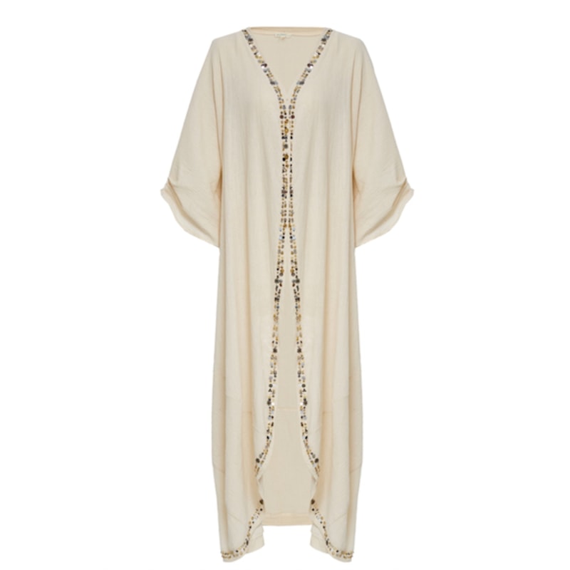 Kaftan In Ecru Crinkled Organic Cotton | N'Onat | Wolf & Badger