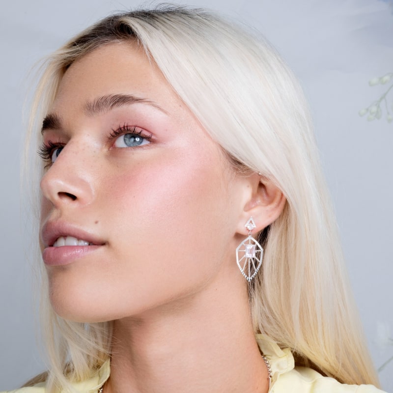 Thumbnail of Rosa Earrings Silver Rose Quartz image