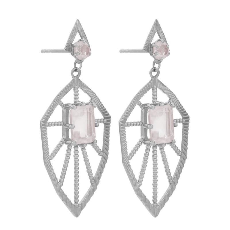 Thumbnail of Rosa Earrings Silver Rose Quartz image