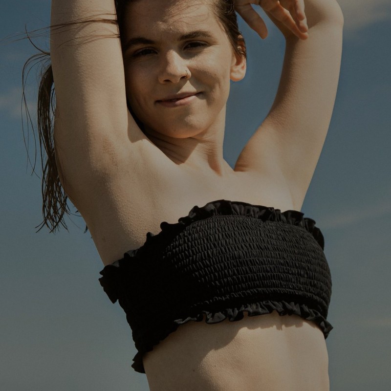 Thumbnail of Rosalie Black Texture Bandeau Bikini Top image
