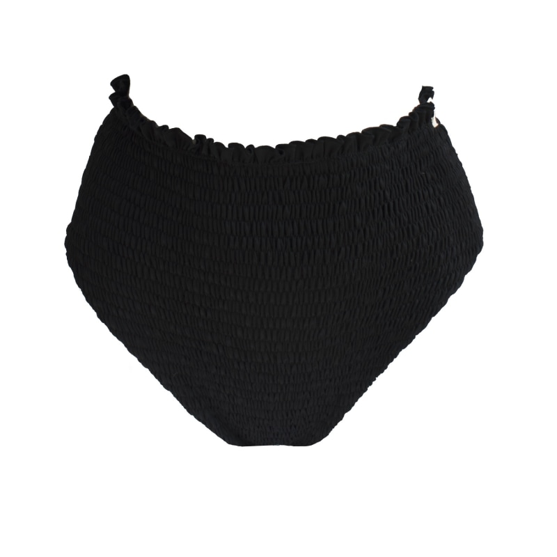 Thumbnail of Rosalie Black Texture High-Waisted Bikini Bottom image