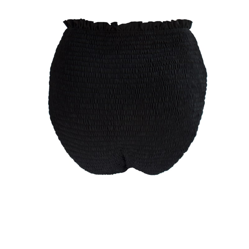 Thumbnail of Rosalie Black Texture High-Waisted Bikini Bottom image