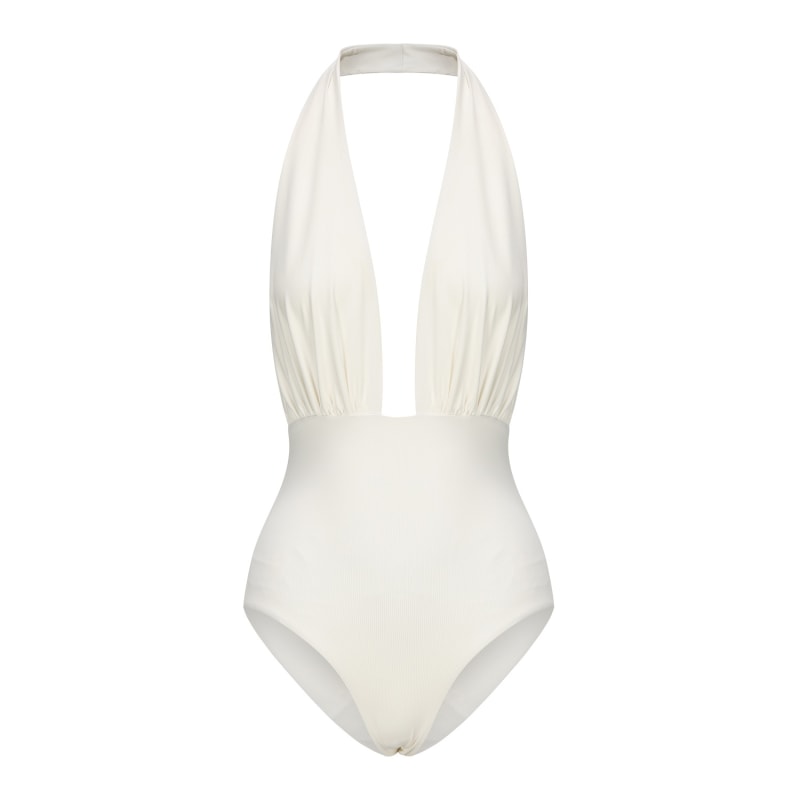 Thumbnail of Rosalie Ruched One-Piece Swimsuit In White image
