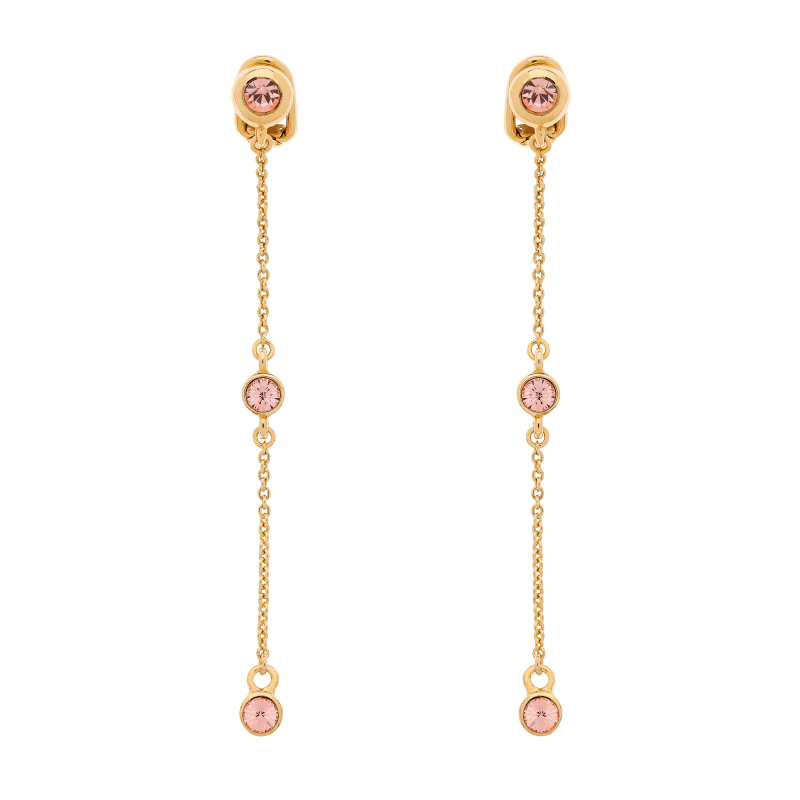 Thumbnail of Rose Crystal Chain Drop Clip Earrings image