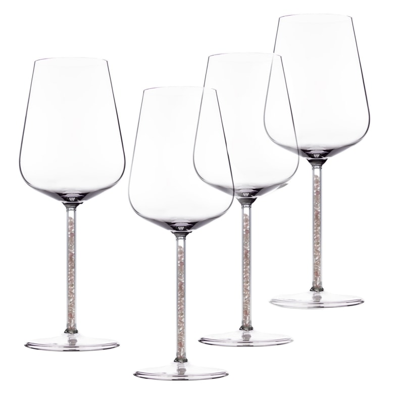 Rose Quartz Crystal Stemmed Wine Glasses - Four Piece