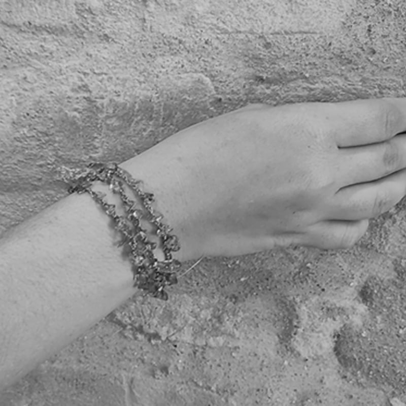 Thumbnail of Rose Quartz Mix Rocks Strings Narrow Handmade Crochet Bracelet image