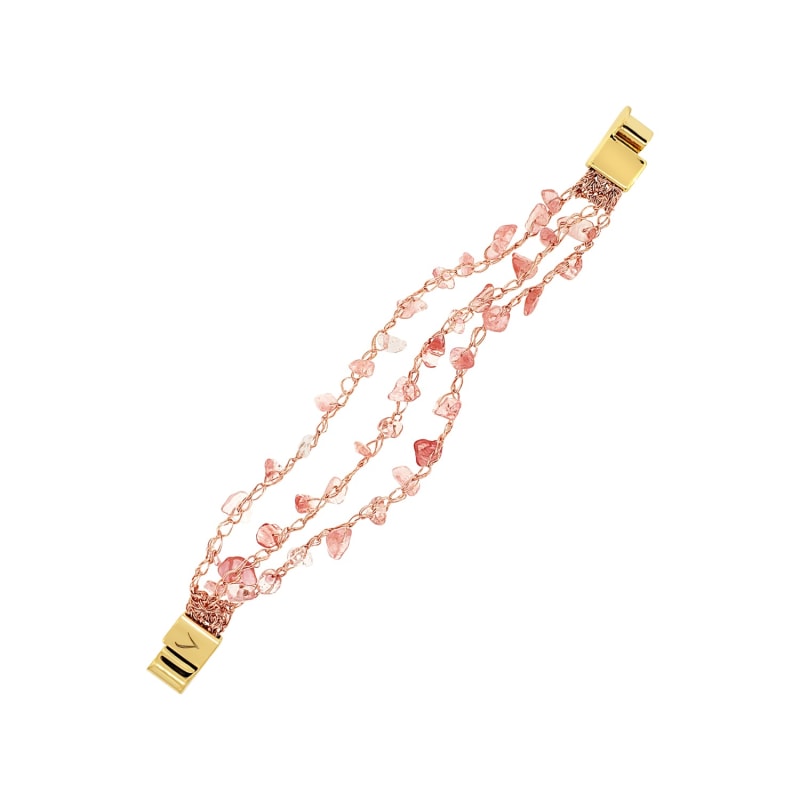 Thumbnail of Rose Quartz Mix Rocks Strings Narrow Handmade Crochet Bracelet image