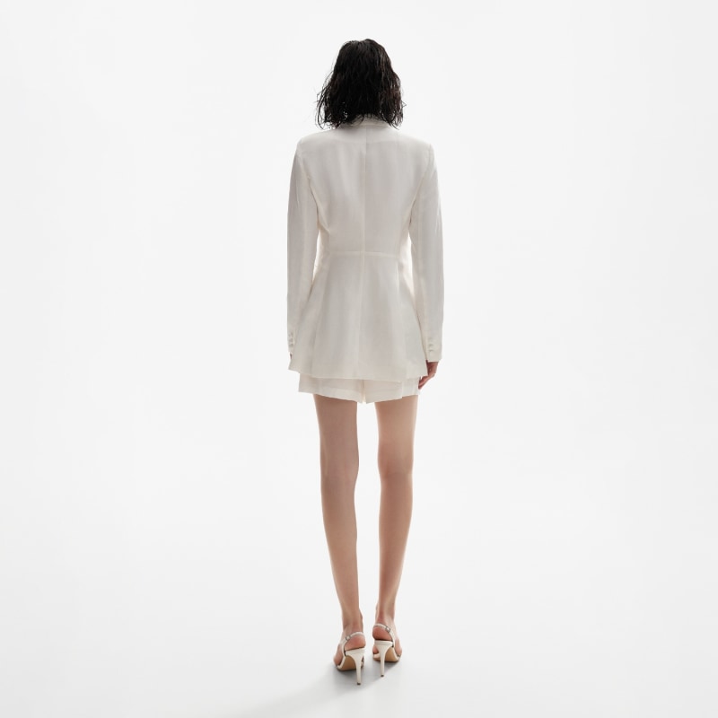 Thumbnail of Rosette Appliqué Blazer In White Linen – Limited Edition image