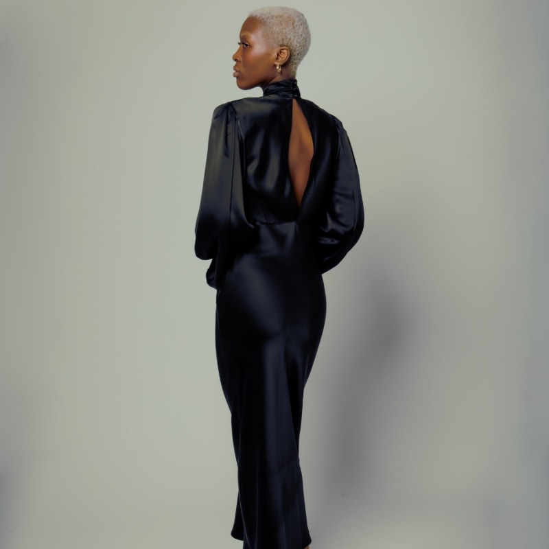 Ross Silk Long Dress In Black Sunday Archives Wolf Badger