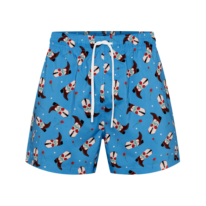 Thumbnail of Rosy Western Boots Swim Trunks - Brave Blue image