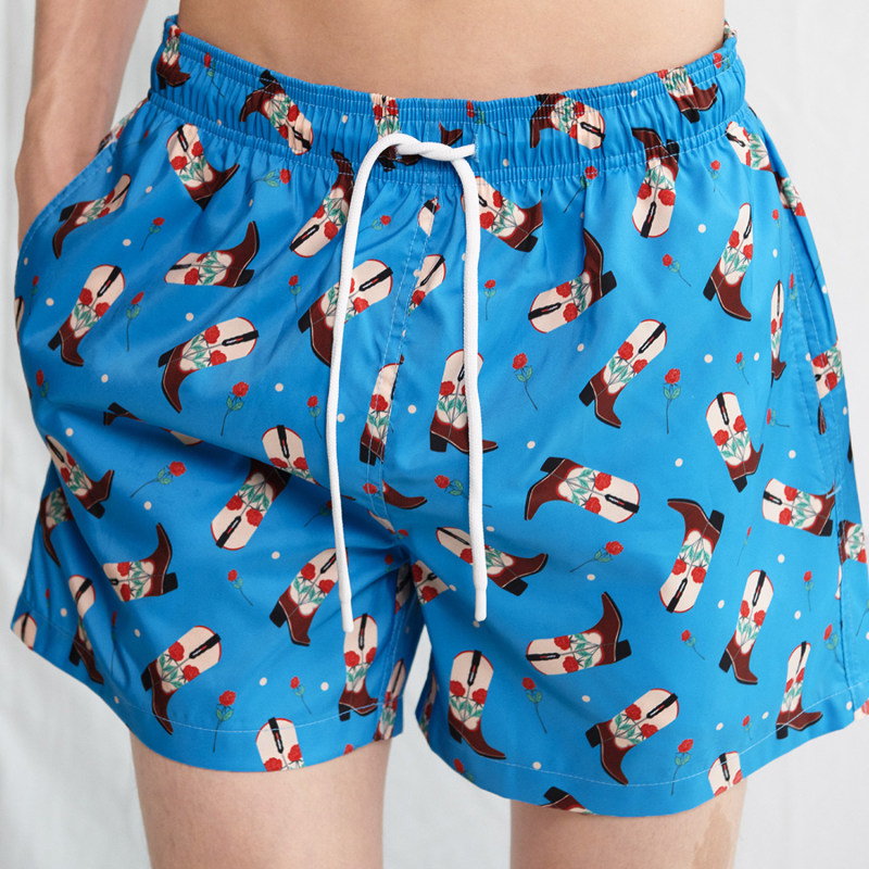 Thumbnail of Rosy Western Boots Swim Trunks - Brave Blue image