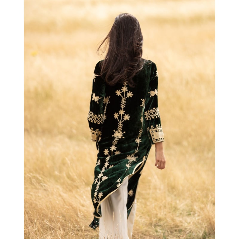 Thumbnail of Suki Royal Green Silk Velvet Suki Coat image