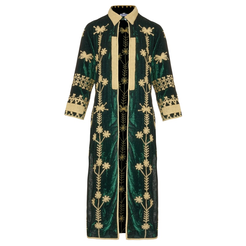 Thumbnail of Suki Royal Green Silk Velvet Suki Coat image