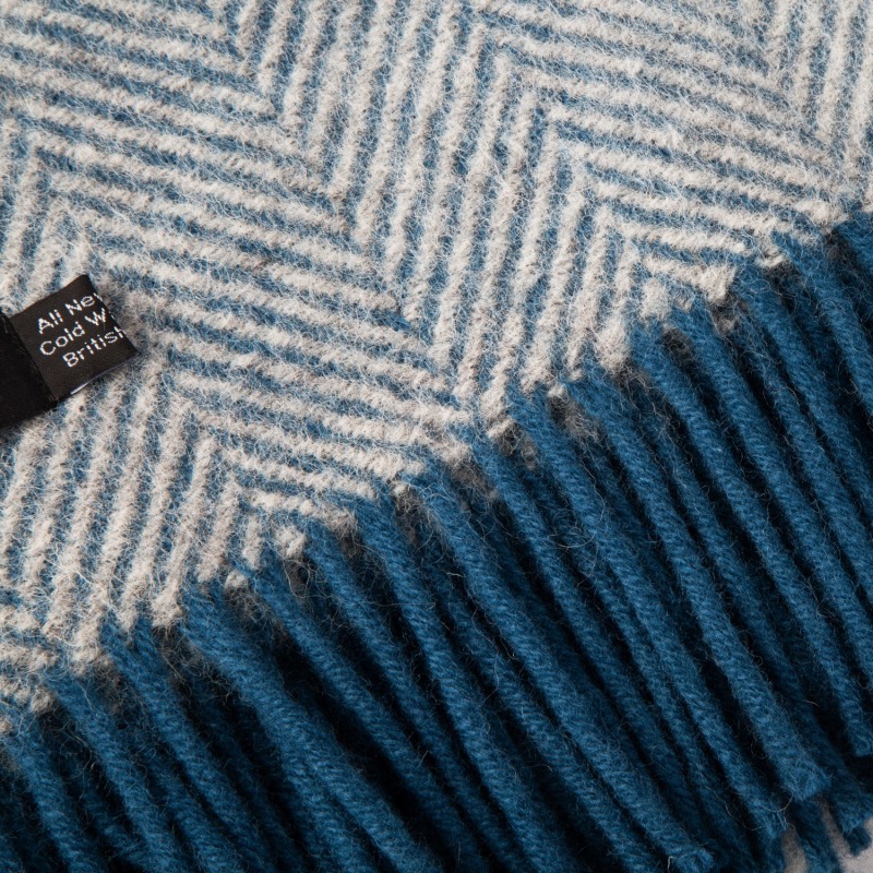 Thumbnail of Evening Tales Pure New Wool Blanket - Light Grey & Blue image