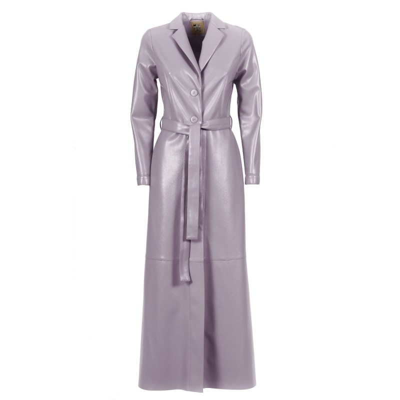 Thumbnail of Light Purple Long Button-Up Eco-Leather Trench image