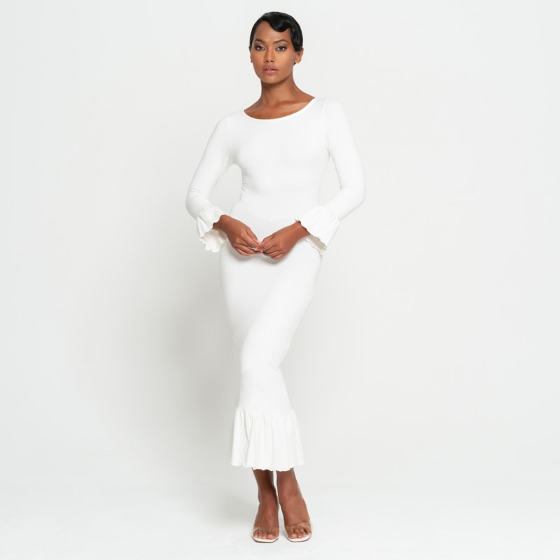 Thumbnail of Marjorie Bamboo Ruffle Dress In Off-White image