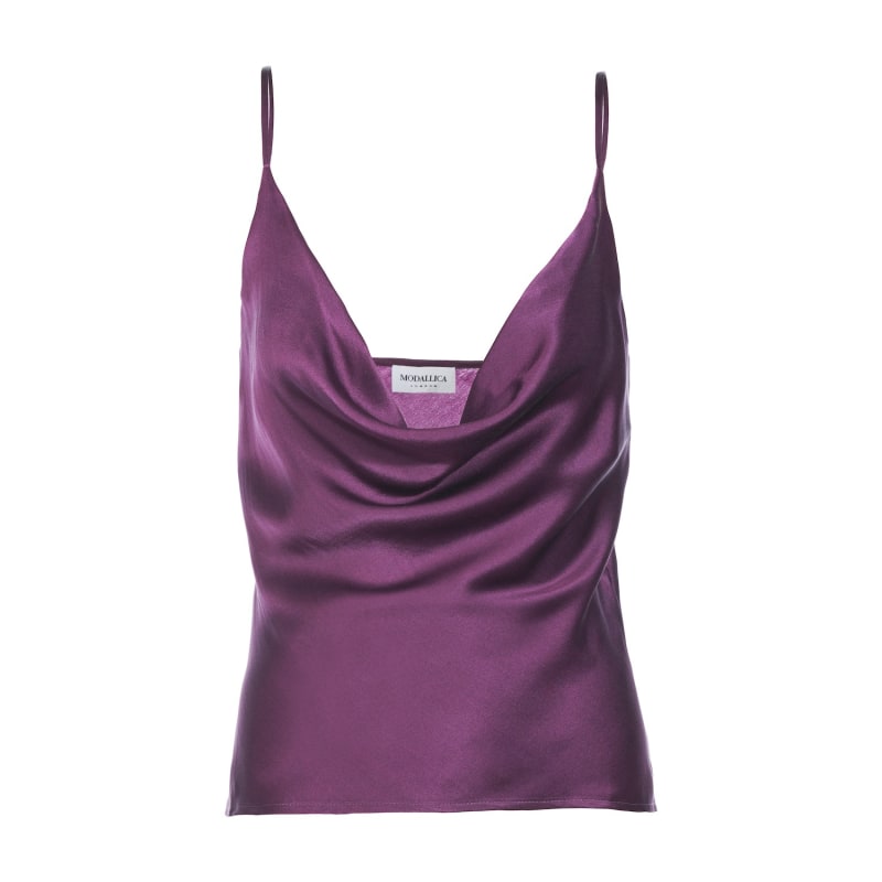 Thumbnail of Elle - Violet Organic Peace Silk Top With Thin Straps image