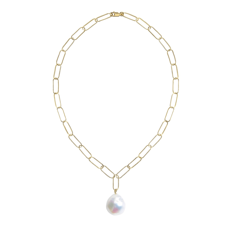 Thumbnail of Aurelia Baroque Pearl Large Link Necklace - Gold image