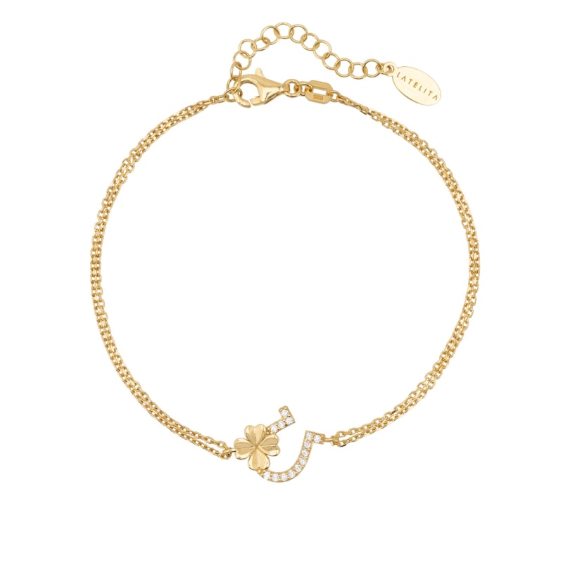 Lucky Four Leaf Clover Bracelet Gold, LATELITA