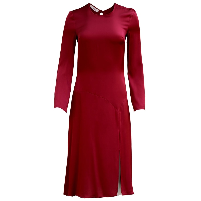 Thumbnail of Nina Midi Dress In Scarlet Red Silk image