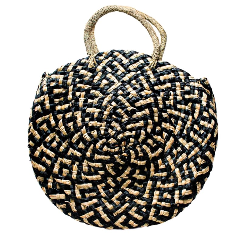 Thumbnail of Eliza Straw Tote - Black Pattern image