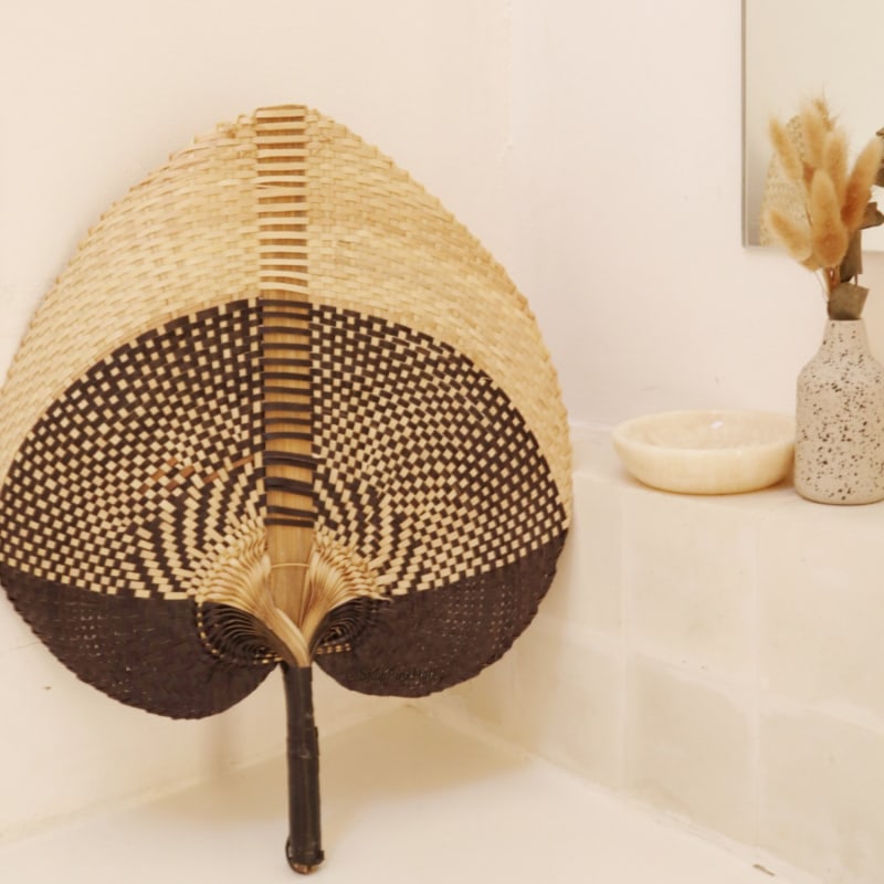 Thumbnail of Irving Straw Handwoven Fan In Black Multi - Size Large image