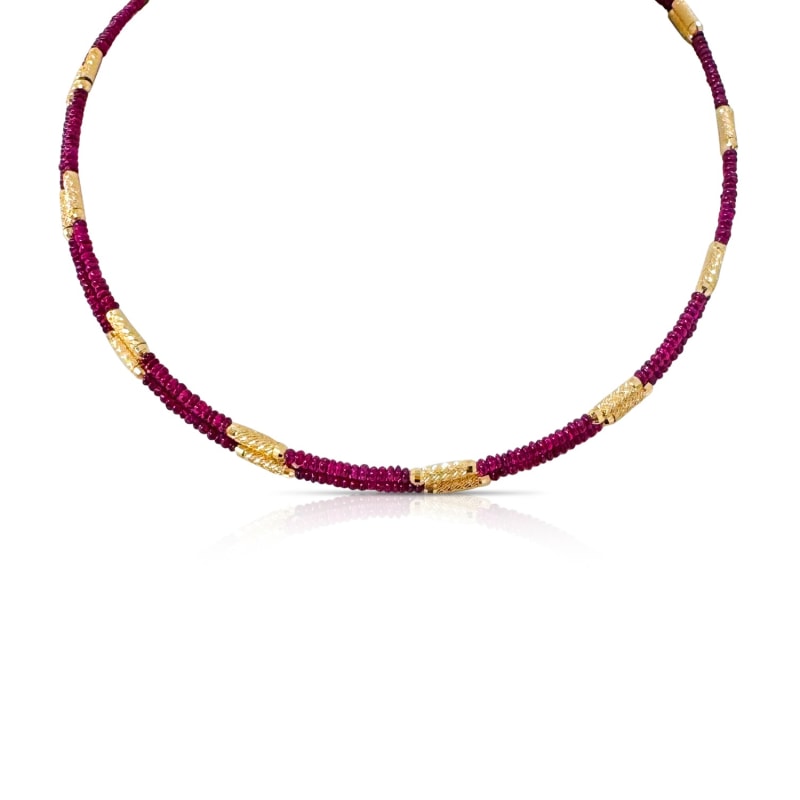 Thumbnail of Ruby Beads & Magnet Necklace In Yellow Gold image