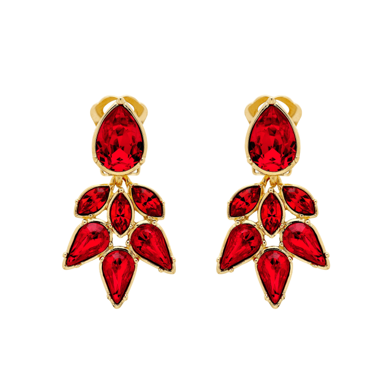 Ruby Crystal Statement Clip Earrings Emma Holland Jewelry Wolf Badger