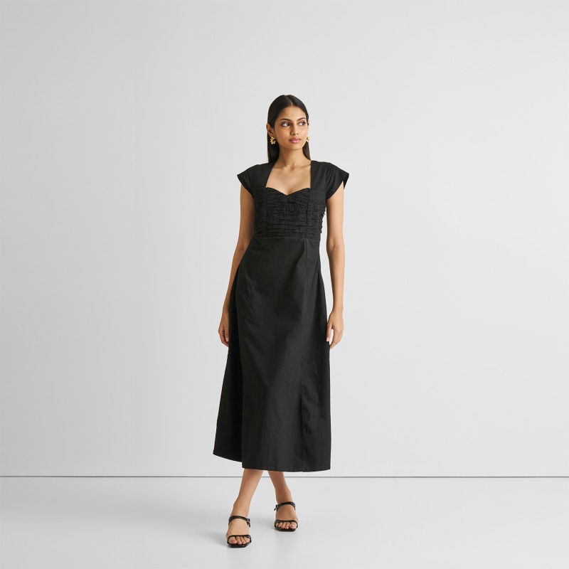 Thumbnail of Ruched Dress With Front Slit In Black image