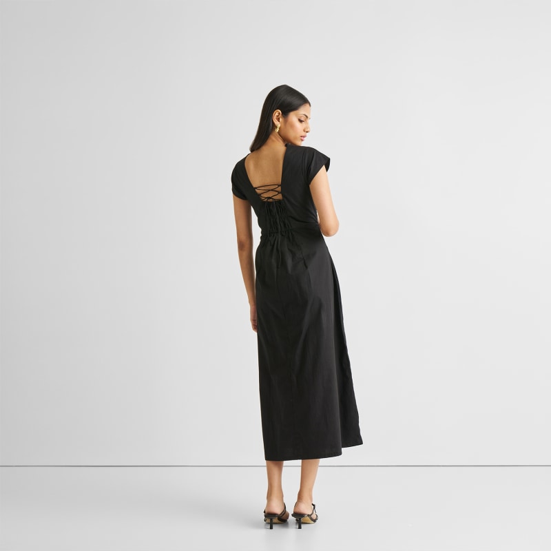 Thumbnail of Ruched Dress With Front Slit In Black image