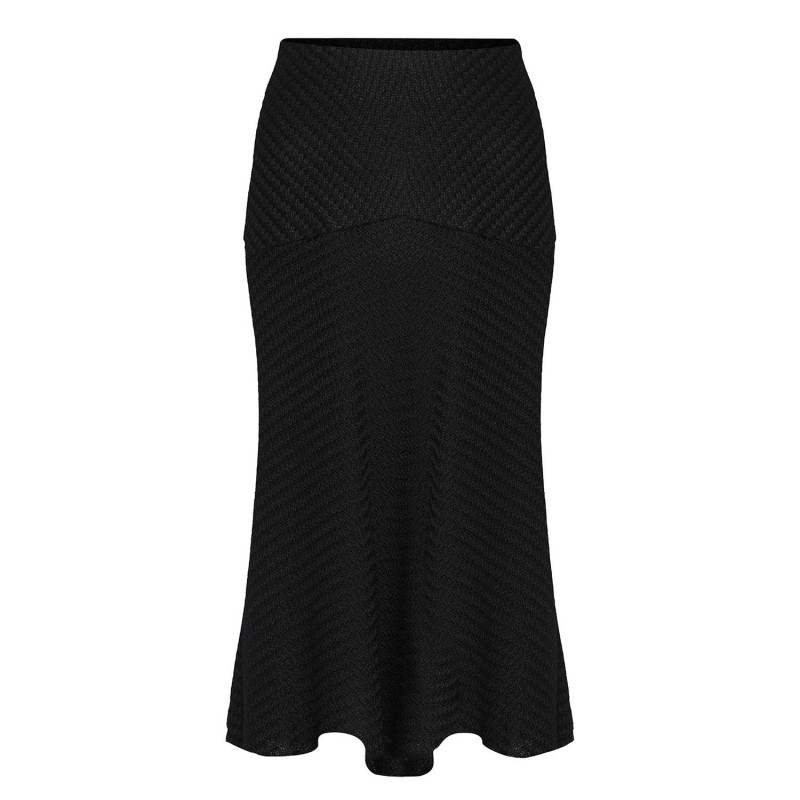 Ruffled Midi Black Tweed Skirt Rue Les Createurs Wolf Badger