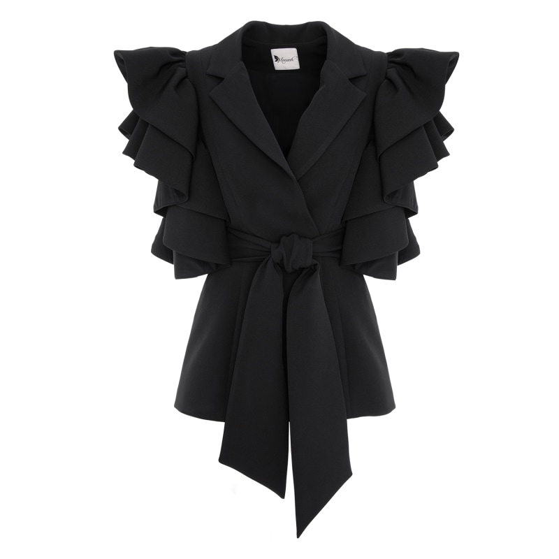 Ruffled Sleeve Blazer Monarh Wolf Badger