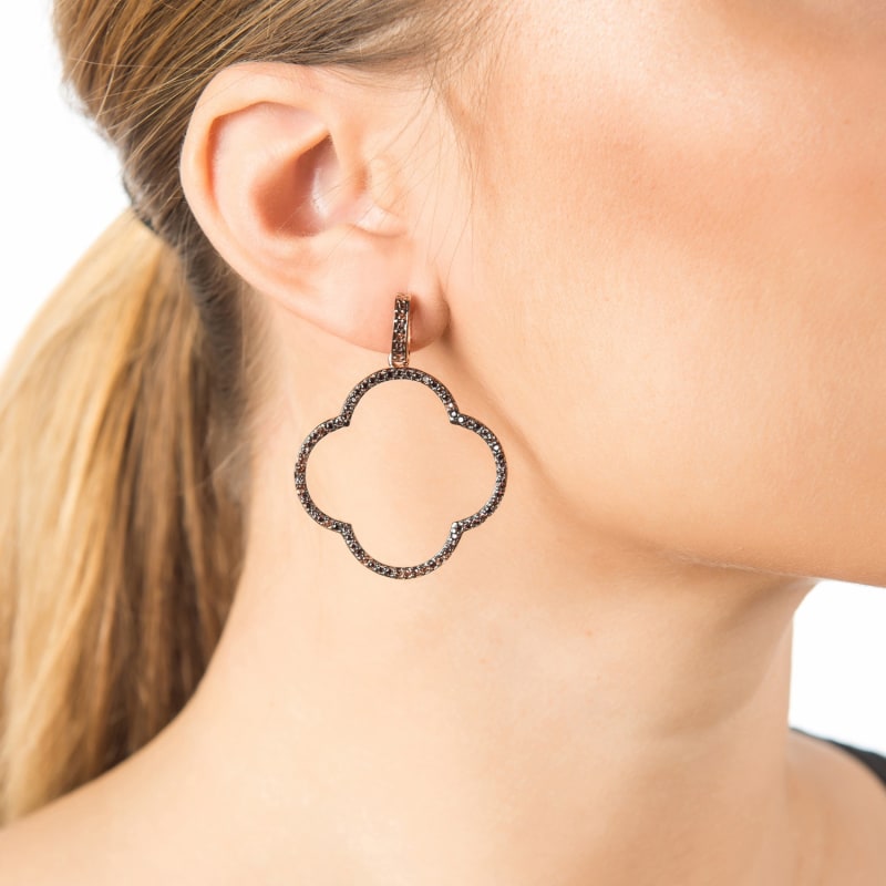 Thumbnail of Open Clover Large Drop Earrings Chocolate Rosegold image