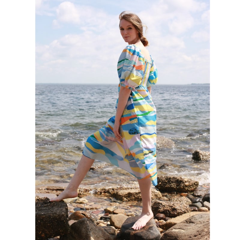 Landscape Smocked Cotton Silk Dress | Jessie Zhao New York Landscape Smocked Cotton Silk Dress | Jessie Zhao New York