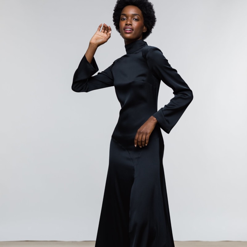 Thumbnail of Lana Maxi Dress Gown In Black Silk image