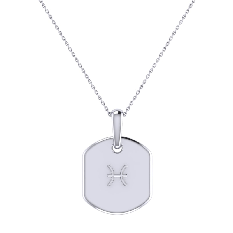 Thumbnail of Pisces Two Fish Constellation Tag Pendant Necklace In Sterling Silver image