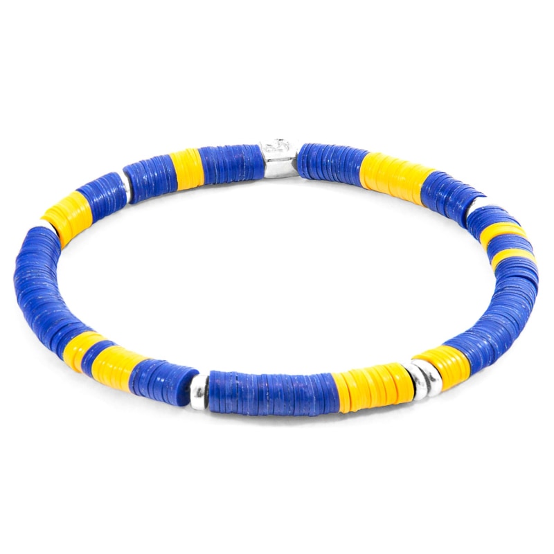 Thumbnail of Blue Malawi Silver & Vinyl Disc Bracelet image