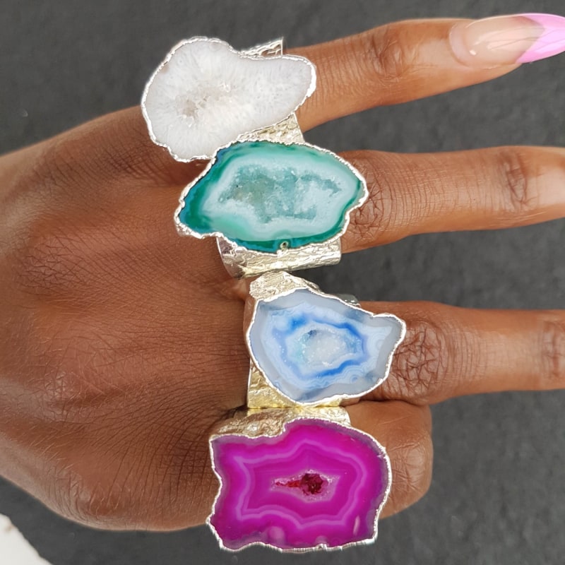 Thumbnail of Silver Blue Gemstone Mega Statement Ring image