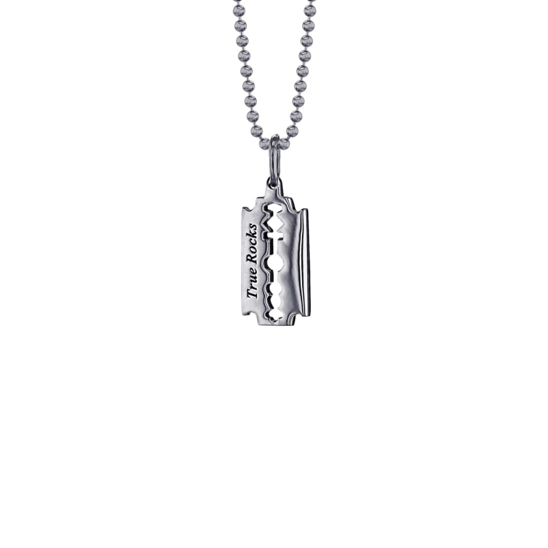 Thumbnail of Gunmetal Grey Razor Blade Pendant on Bead Chain image