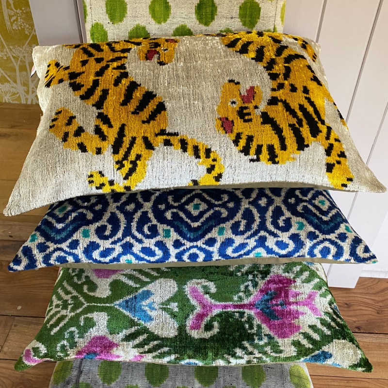 Thumbnail of Velvet Ikat Cushion - Tiger image