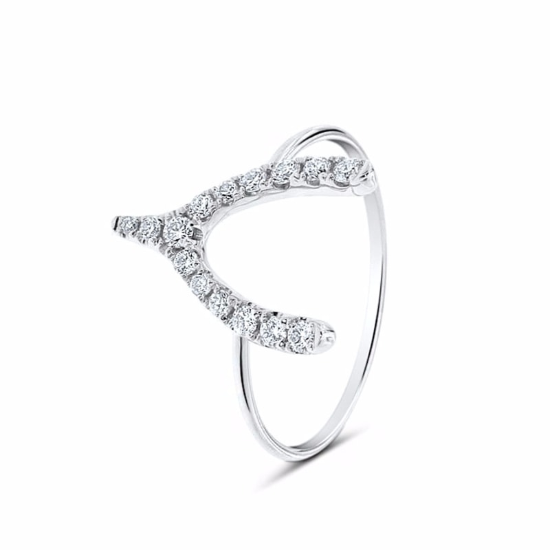 Thumbnail of Wishbone Diamond Ring 18K White Gold image