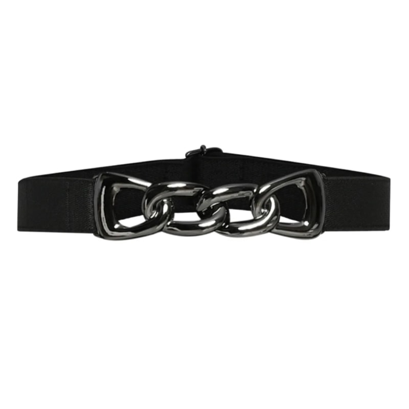 Thumbnail of Stretch Belt With Onyx Metal Link Buckle - Black image