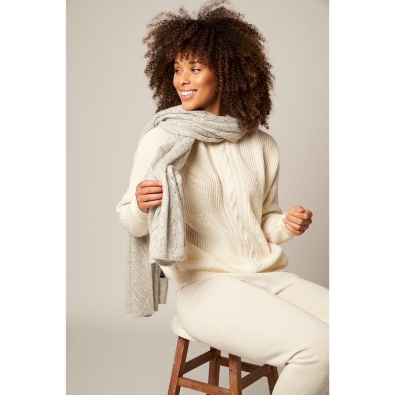 Thumbnail of Cashmere Pointelle Scarf - Neutrals image